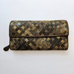 2010 BOTTEGA VENETA Intrecciato Lamb Skin Exotic Snake Print Long Snap Wallet
